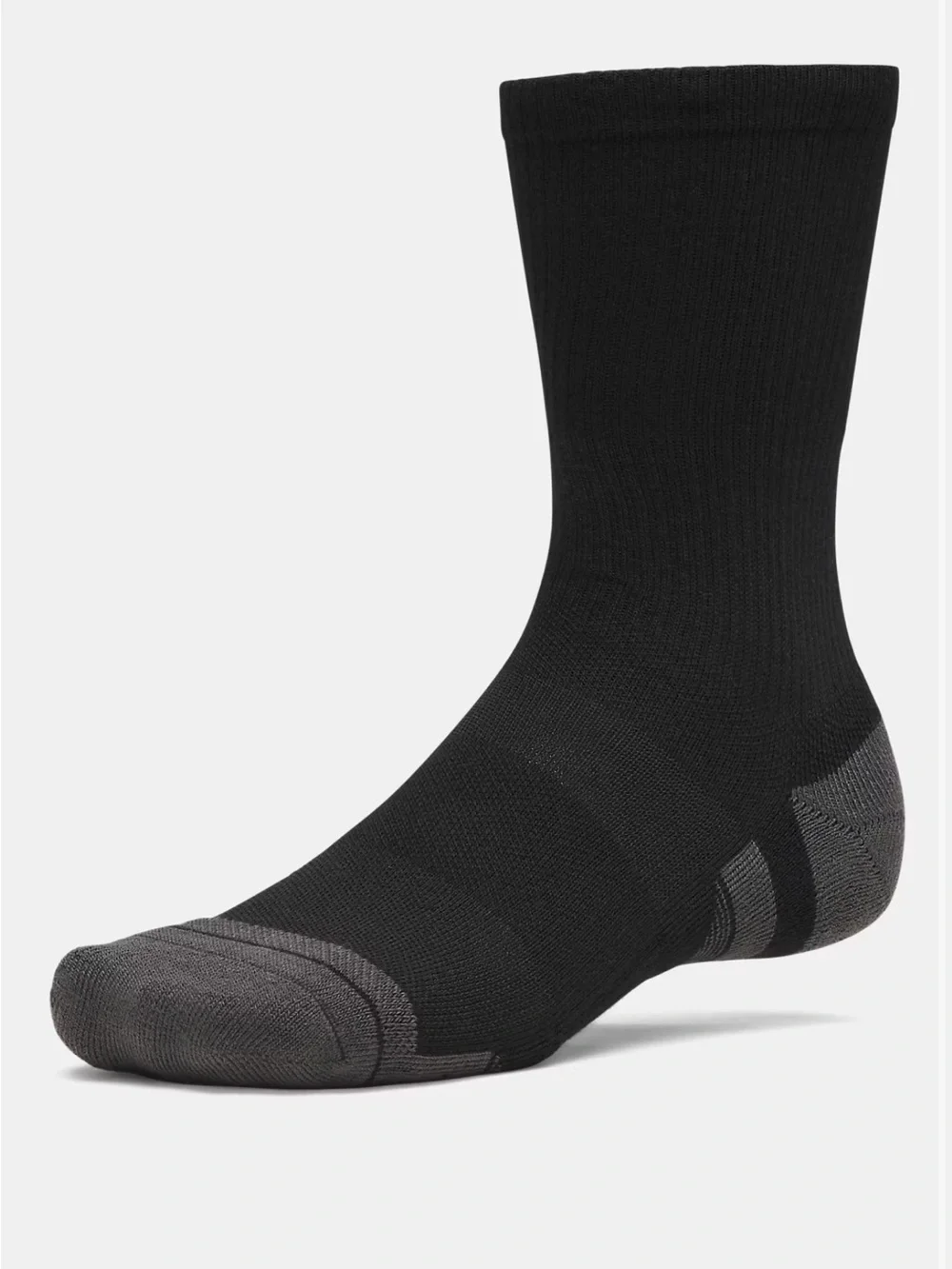 Under Armour Black Crew Socks with Gray Heel and Logo